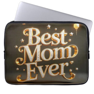 Glam Gold Bling Best Mum Ever Laptop Sleeve
