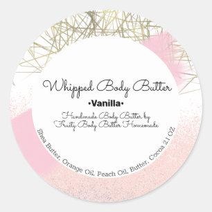 Glam Gold Body Butter Bath Branding Packaging Classic Round Sticker