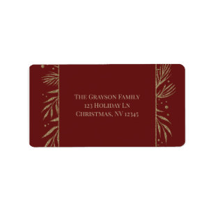 Glam Gold Botanical Maroon Return Labels