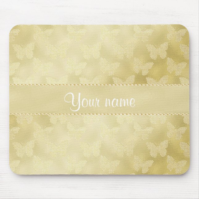 Glam Gold Butterflies Mouse Pad (Front)