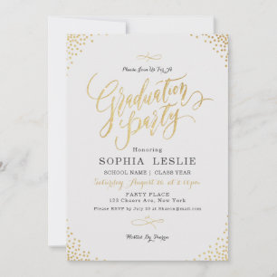 Glam gold calligraphy vintage graduation party invitation