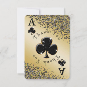 Glam Gold Casino Ace of Clubs Thank You Card