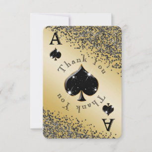 Glam Gold Casino Ace of Spades Thank You Card