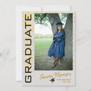 Glam Gold Confetti Modern Min. 2 Photo Graduation Invitation