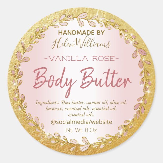 Glam Gold Crumpled Foil Body Butter Labels (Front)