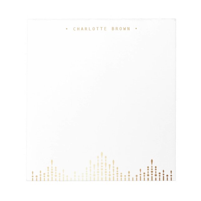 Glam gold deco vintage personalised stationery notepad (Front)