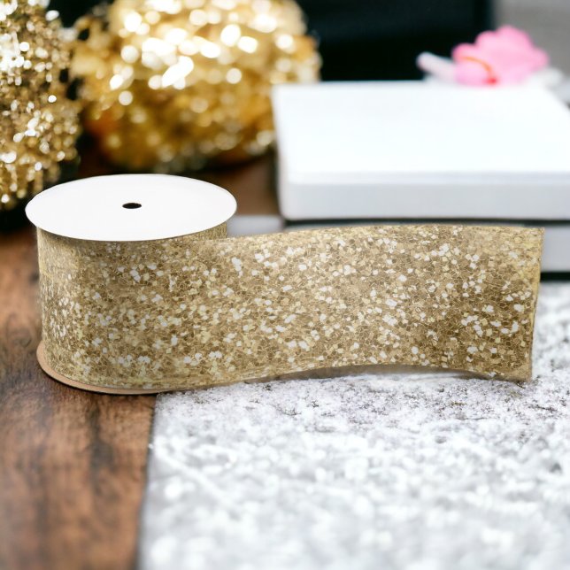 Glam Gold Faux Glitter Look Satin  Satin Ribbon (Creator Uploaded)