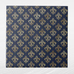 Glam Gold Fleur de Lis Navy Blue Ceramic Tile<br><div class="desc">Navy Blue tile with gold fleur de lis.  Hex code for navy blue is #202A44.</div>