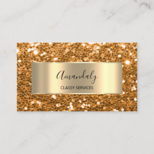 Glam Gold Frame Glitter QR Code Logo Shop Coral Bu Business Card