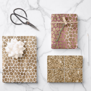 Glam Gold Giraffe Print Wrapping Paper Sheet