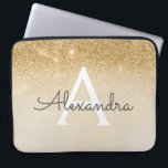 Glam Gold Glitter and Sparkle Chic Monogrammed Laptop Sleeve<br><div class="desc">Gold Ombre Faux Glitter and Sparkle Modern and Elegant Monogram Case. This case can be customised to include your initial and first name.</div>
