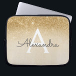 Glam Gold Glitter and Sparkle Chic Monogrammed Laptop Sleeve<br><div class="desc">Gold Ombre Faux Glitter and Sparkle Modern and Elegant Monogram Case. This case can be customised to include your initial and first name.</div>