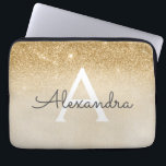 Glam Gold Glitter and Sparkle Chic Monogrammed Laptop Sleeve<br><div class="desc">Gold Ombre Faux Glitter and Sparkle Modern and Elegant Monogram Case. This case can be customised to include your initial and first name.</div>