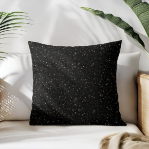 Glam gold glitter and sparkles on black image cushion