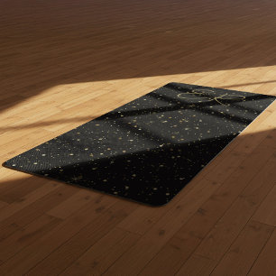 Glam gold glitter and sparkles on black image yoga mat