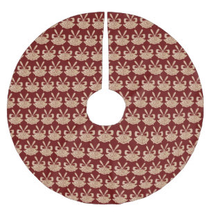 Glam Gold Glitter Bells on Red Christmas Brushed Polyester Tree Skirt