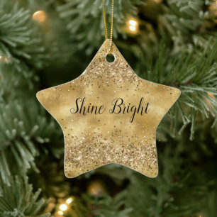 Glam Gold Glitter Confetti Ceramic Ornament