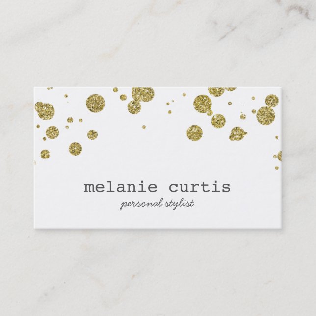 Glam Gold Glitter Confetti Dots Business Card (Front)