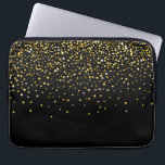 Glam gold glitter confetti laptop sleeve<br><div class="desc">Elegant black & glam gold glitter confetti</div>