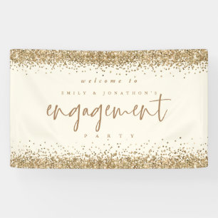 Glam Gold Glitter Cream Welcome Engagement Party Banner