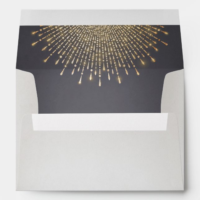 Glam gold glitter deco vintage liner wedding envelope (Back (Bottom))