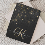 Glam Gold Glitter Diamond Sparkle Elegant Monogram iPad Pro Cover<br><div class="desc">Create your own personalised black and gold diamond sparkle iPad cover with your custom monogram and name.</div>