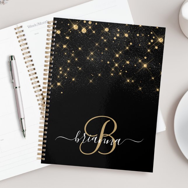 Glam Gold Glitter Diamond Sparkle Elegant Monogram Planner (Creator Uploaded)
