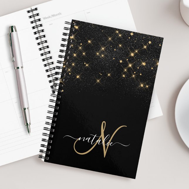 Glam Gold Glitter Diamond Sparkle Elegant Monogram Planner (Creator Uploaded)