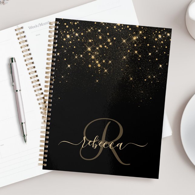 Glam Gold Glitter Diamond Sparkle Elegant Monogram Planner (Creator Uploaded)