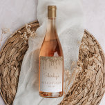 Glam Gold Glitter Drip 90th Birthday Party Wine Label<br><div class="desc">These chic 90th birthday wine bottle labels feature a sparkly gold faux glitter drip border and gold ombre background. Personalise them with her name in brown handwriting script,  with her birthday and date below in brown sans serif font.</div>