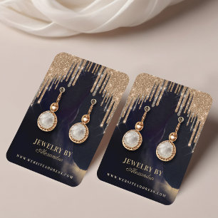 Glam Gold Glitter Drips Jewellery Earring Display Business Card