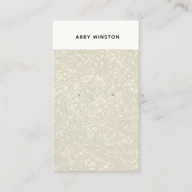 Glam Gold Glitter Earring Holder Business Card (Front)