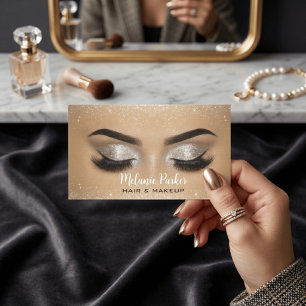 Glam Gold Glitter Hair & Makeup Artist  Business Card