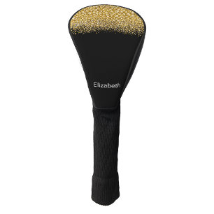 Glam Gold Glitter Jewelled Personalised Golf Head Cover