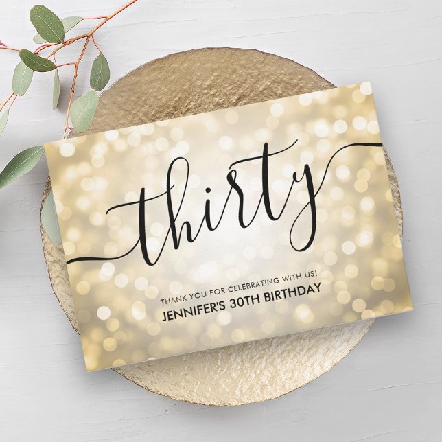 Glam Gold Glitter Lights 30th Birthday Thank You (Glam Gold Glitter Lights 30th Birthday Thank You)