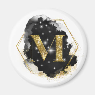 Glam Gold Glitter M Monogram Magnet