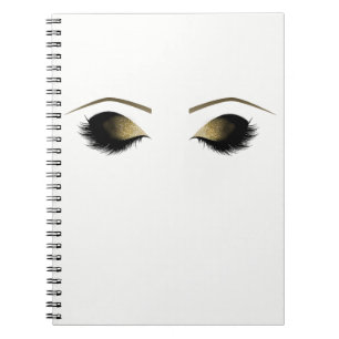 Glam Gold Glitter Makeup Eyelashes Beauty Salon Notebook