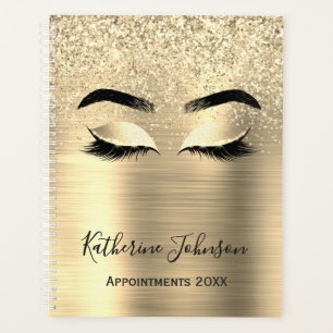Glam Gold Glitter Metallic Beauty Salon Lashes Planner