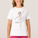 Glam Gold Glitter Monogram Pink Ballerina Dancer T-Shirt<br><div class="desc">A pretty little girl's t-shirt with pink dancing ballerina embellished with gold glitter, and monogrammed with the girl's name in pretty script typography. The type colour can be changed to suit your preference, as well as the font size and style, and you can even delete the text if you just...</div>