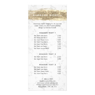 Glam Gold Glitter Paint White Marble Rack Card