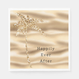 Glam Gold Glitter Palm Tree Napkin