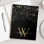 Glam Gold Glitter Sparkling Elegant Luxe Monogram Planner<br><div class="desc">Create your own personalised black and gold diamond sparkle planner with your custom monogram and name.</div>