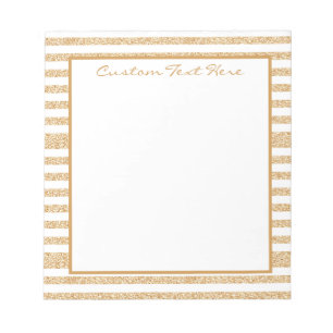 Glam Gold Glitter Stripe Pattern Girly Sparkle Notepad