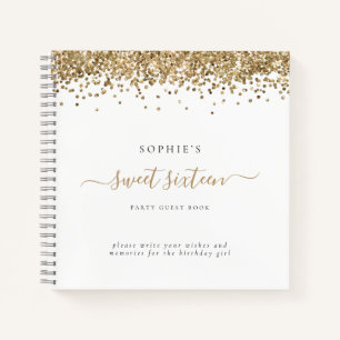 Glam Gold Glitter Sweet 16 Alternate Guest Book