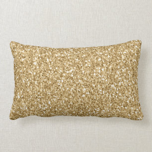 Glam Gold Glitzy Glitter Lumbar Cushion