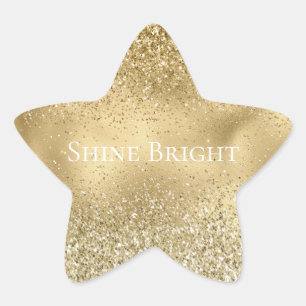 Glam Gold Glitzy Sparkle Glitter       Star Sticker