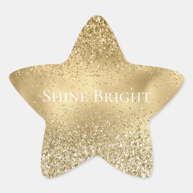 Glam Gold Glitzy Sparkle Glitter       Star Sticker (Front)