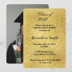 Glam Gold Graduation Your Photo Invitation