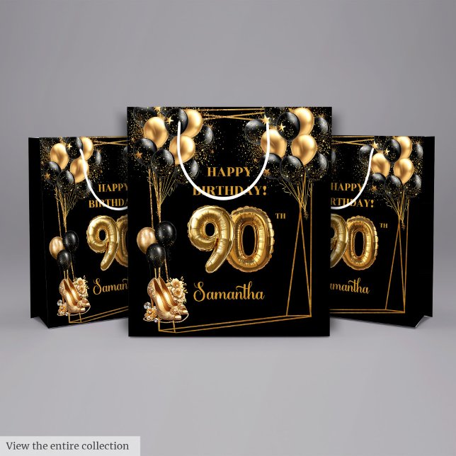 Glam Gold High Heels 90th Birthday Gift Bag (Glam Gold High Heels 90th Birthday Gift Bag)