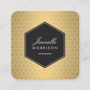 Glam Gold Honeycomb Pattern Square Business Card